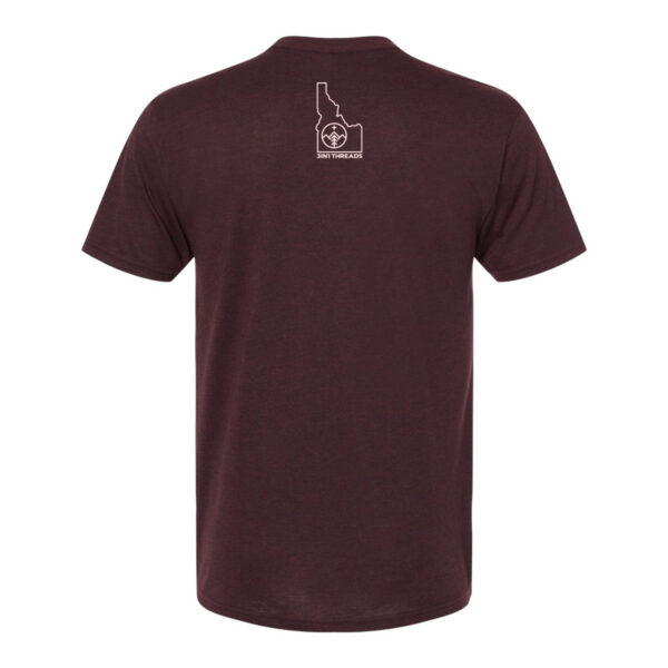 3IN1 Threads Custom T-shirt design minimalist crest triblend t-shirt - merlot - showing back